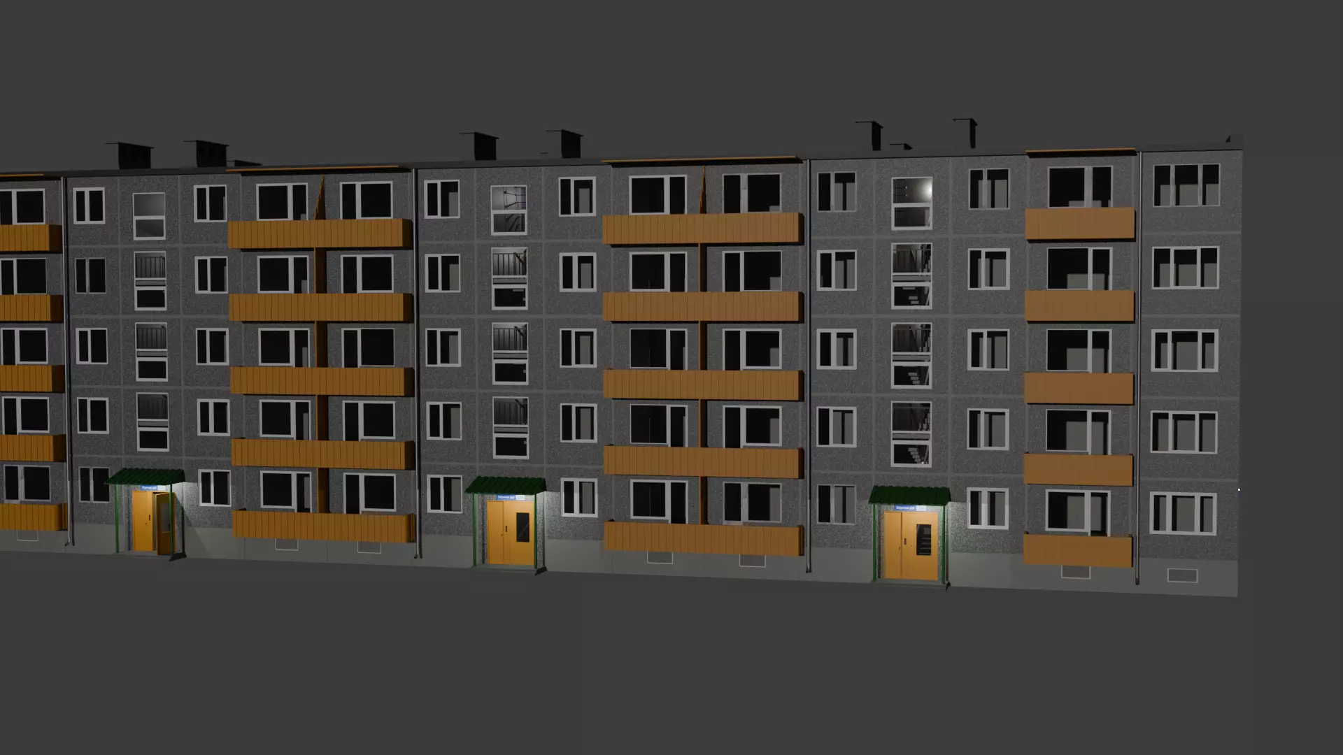  1-464A Type Panel Building 3D model Low-poly 3D model_1