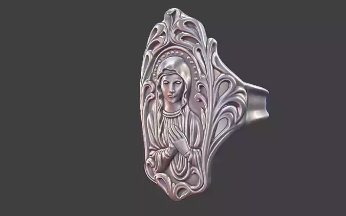 art nouveau mother mary virgin maria ring