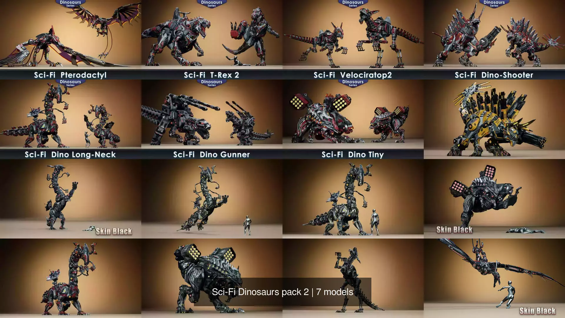 Sci-Fi Dinosaurs pack 2 3D Model Collection_8