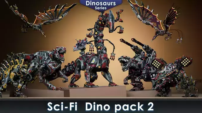 Sci-Fi Dinosaurs pack 2 3D Model Collection Sci-Fi Dinosaurs pack 2 3D Model Collection