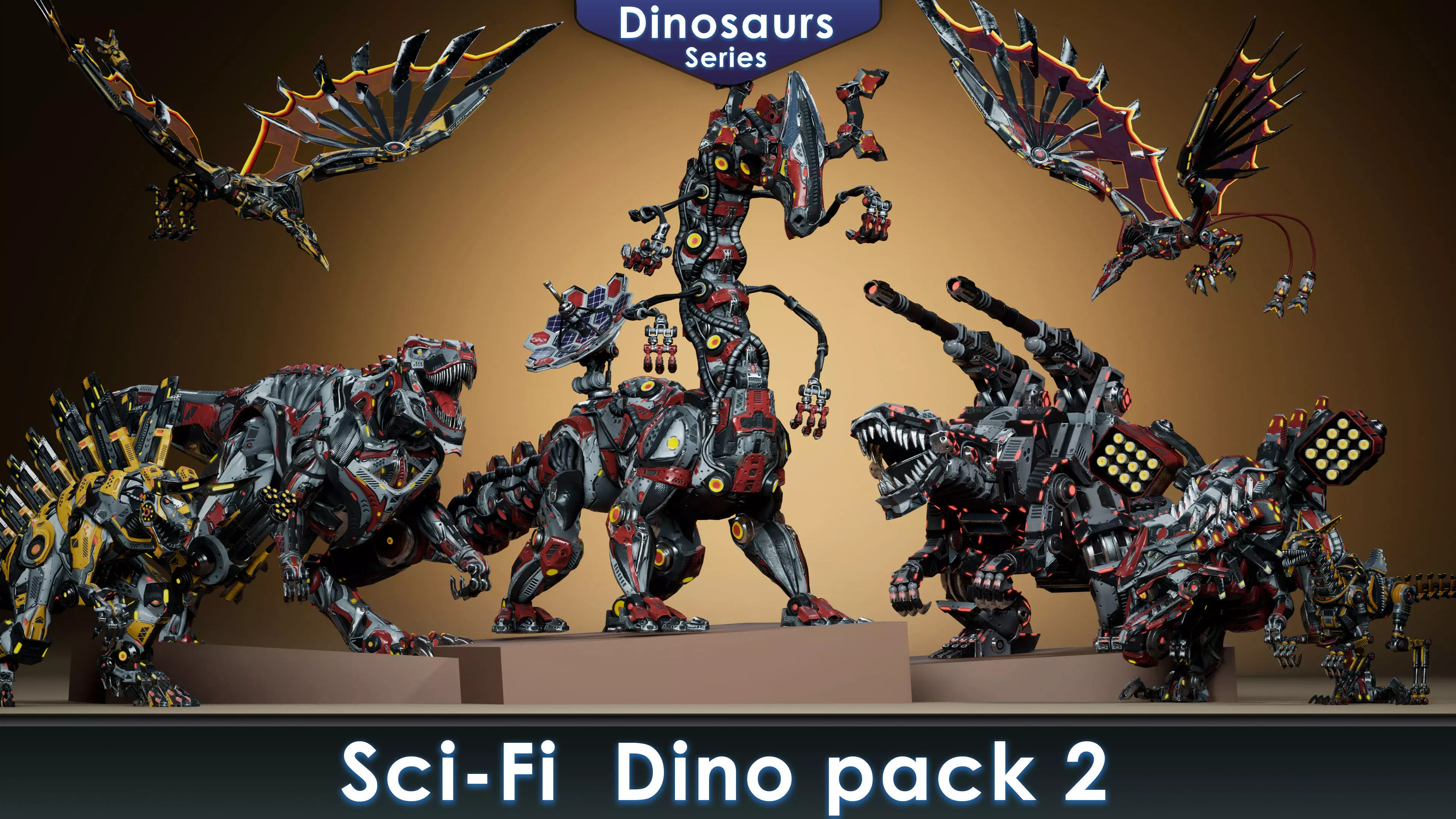 Sci-Fi Dinosaurs pack 2 3D Model Collection_0