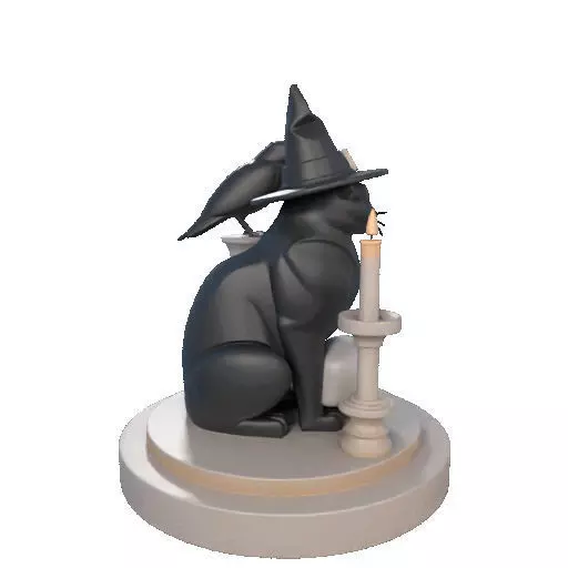 2342 Witch Cat with Skull Raven and Candlestick 3D print model_17