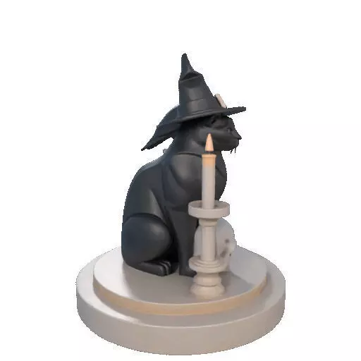 2342 Witch Cat with Skull Raven and Candlestick 3D print model_15