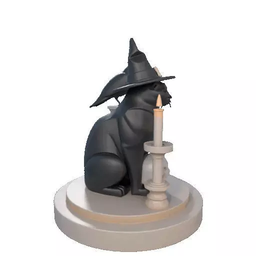 2342 Witch Cat with Skull Raven and Candlestick 3D print model_16