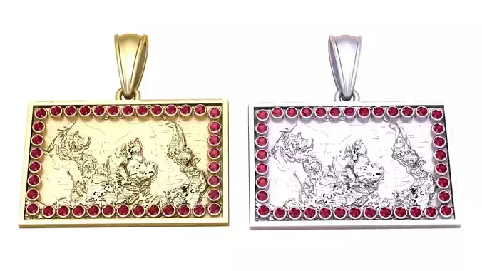 3D Printable World Map Medallion Pendant 3D print model