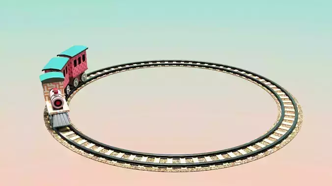 Toy Train Low-poly 3D model