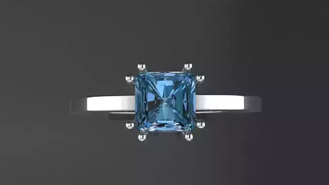 Set of earrings and a ring with a square diamond