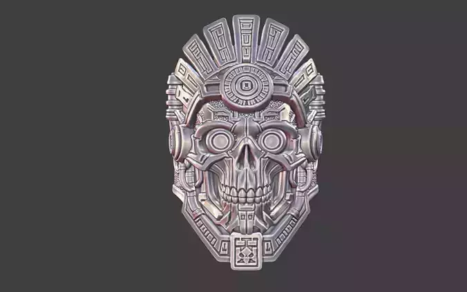 mayan inca style skull warrior ring