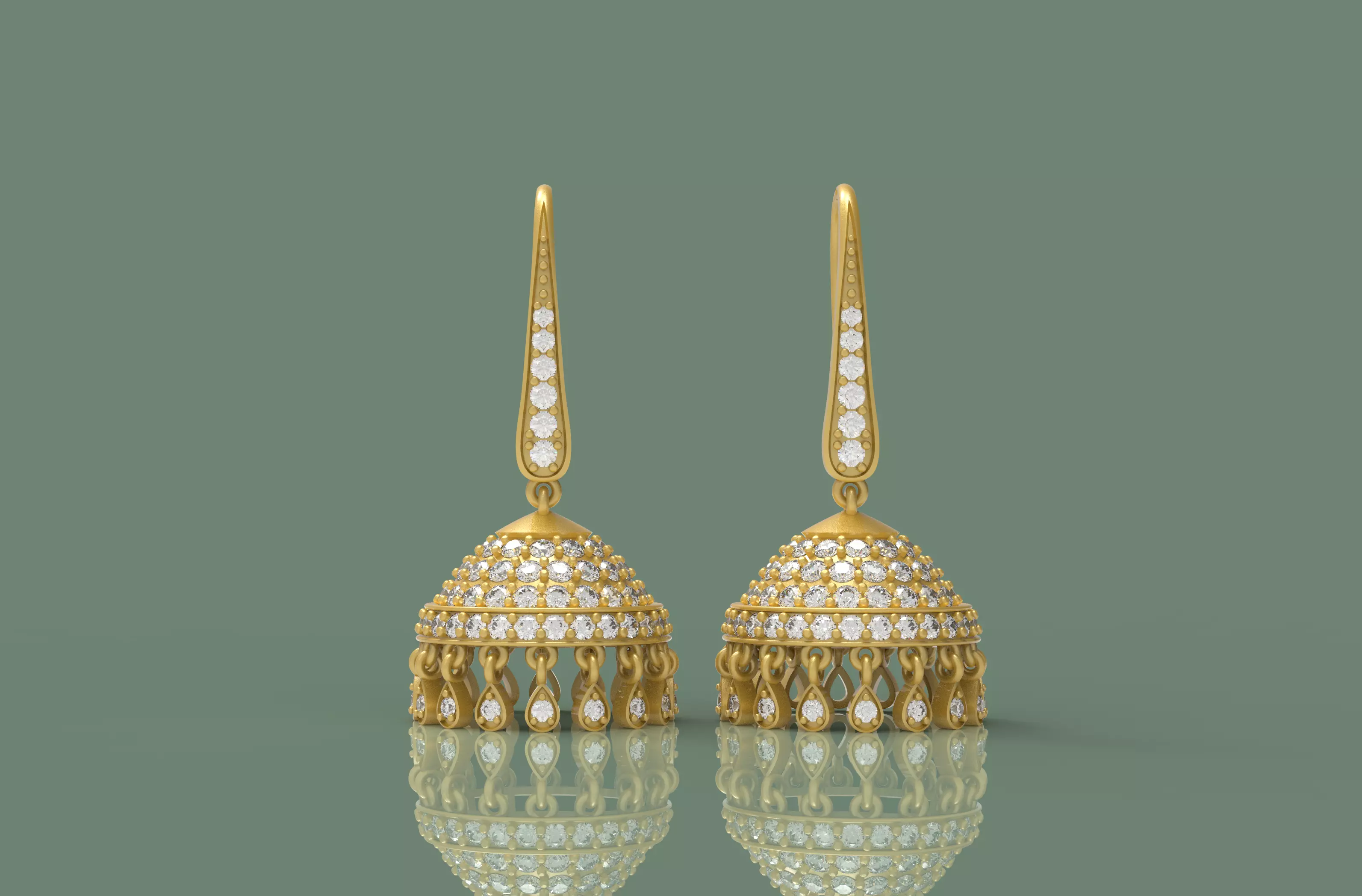 Diamond Bali Jhumko Earring - 0027 3D print model