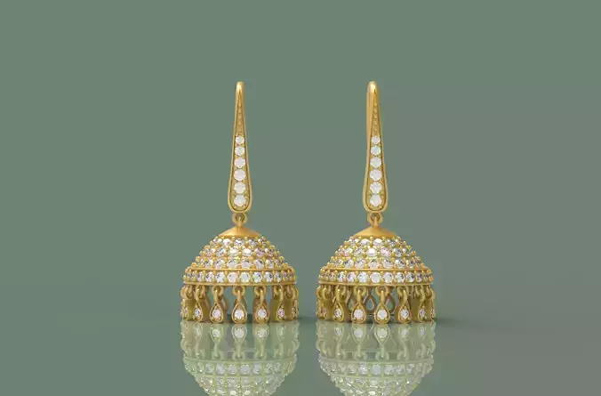 Diamond Bali Jhumko Earring - 0027