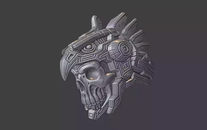 mayan inca style skull warrior  futuristic eagle ring 3D print model
