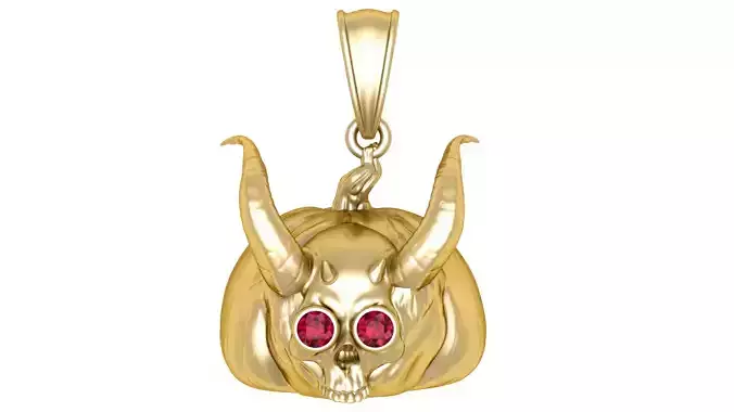 3D Printable Skull Pumpkin Pendant