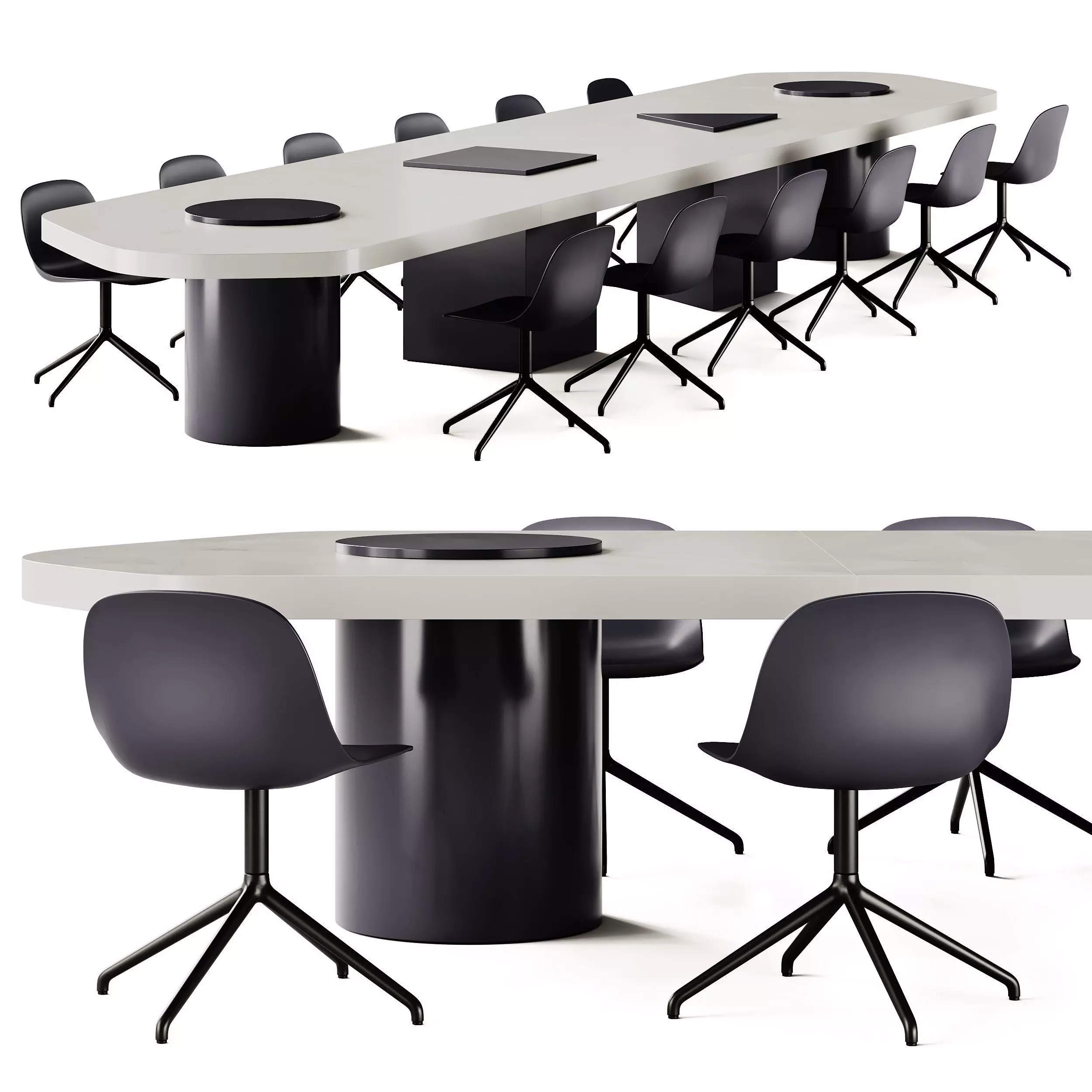 Sancal Bold Table and Muuto Fiber Side Chair 3D model