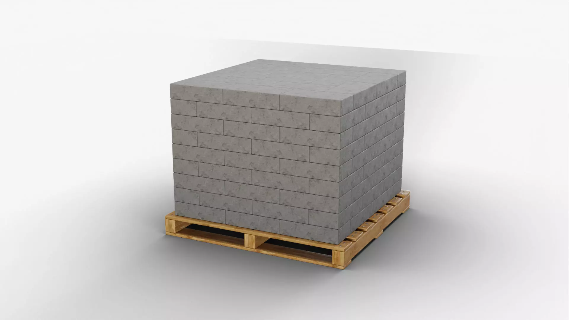 Wooden Pallet with Bricks 5 3D model
