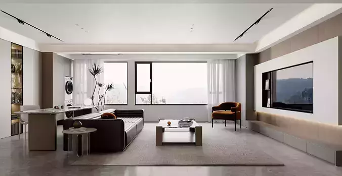 Modern living room dining room interior scenes 332