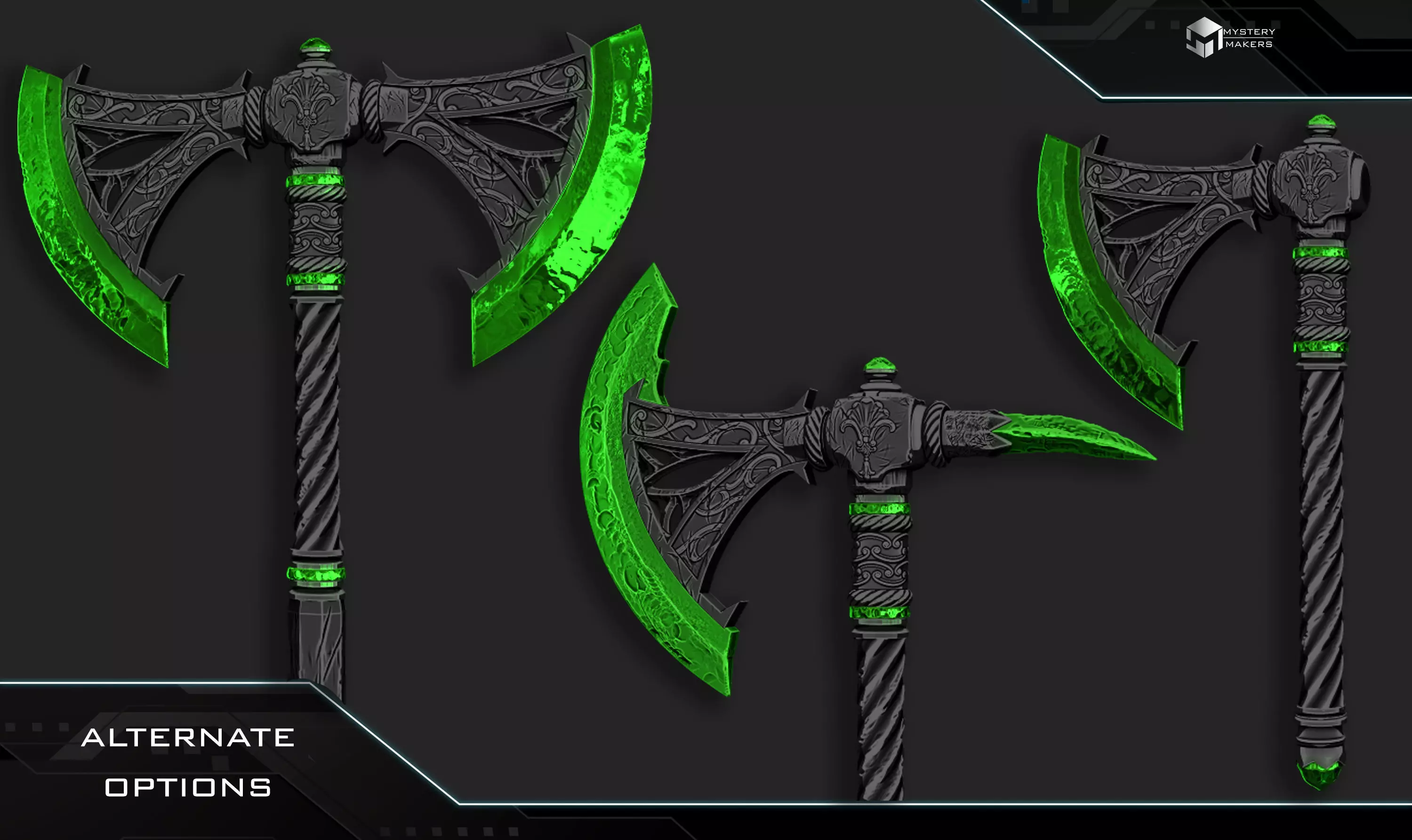 Deadric Glass axe 3D print model_2