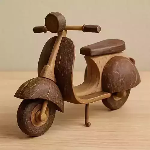 Wooden Scooter Toy Handcrafted Motorcycle Grain 3D Low-poly 3D model
