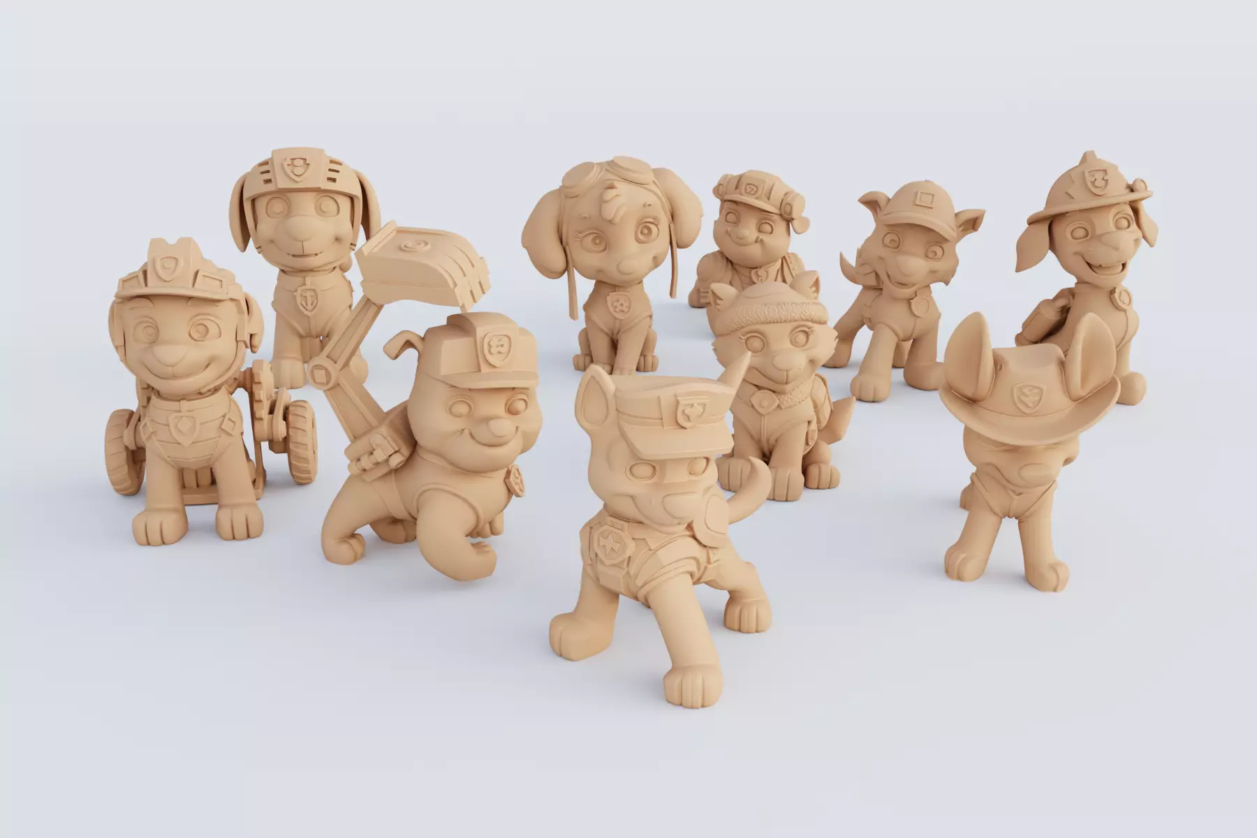 3D Printable Paw Patrol Figurine Set STL Format 3D print model_0