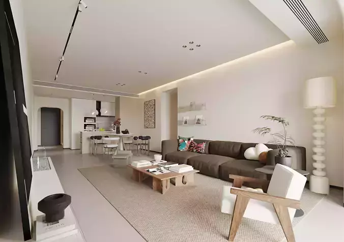 Modern living room dining room interior scenes 333