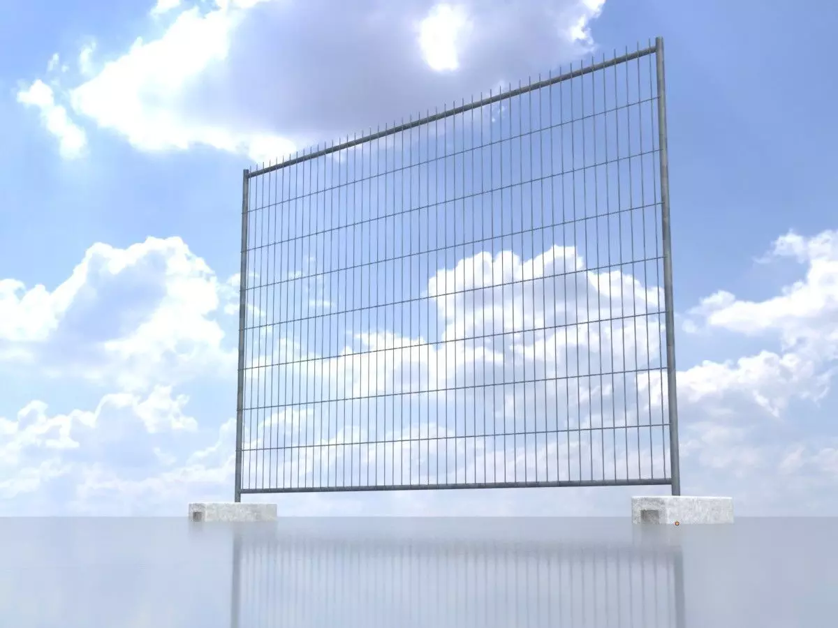 Movable Construction Fence with Stone Bases Low-poly 3D model