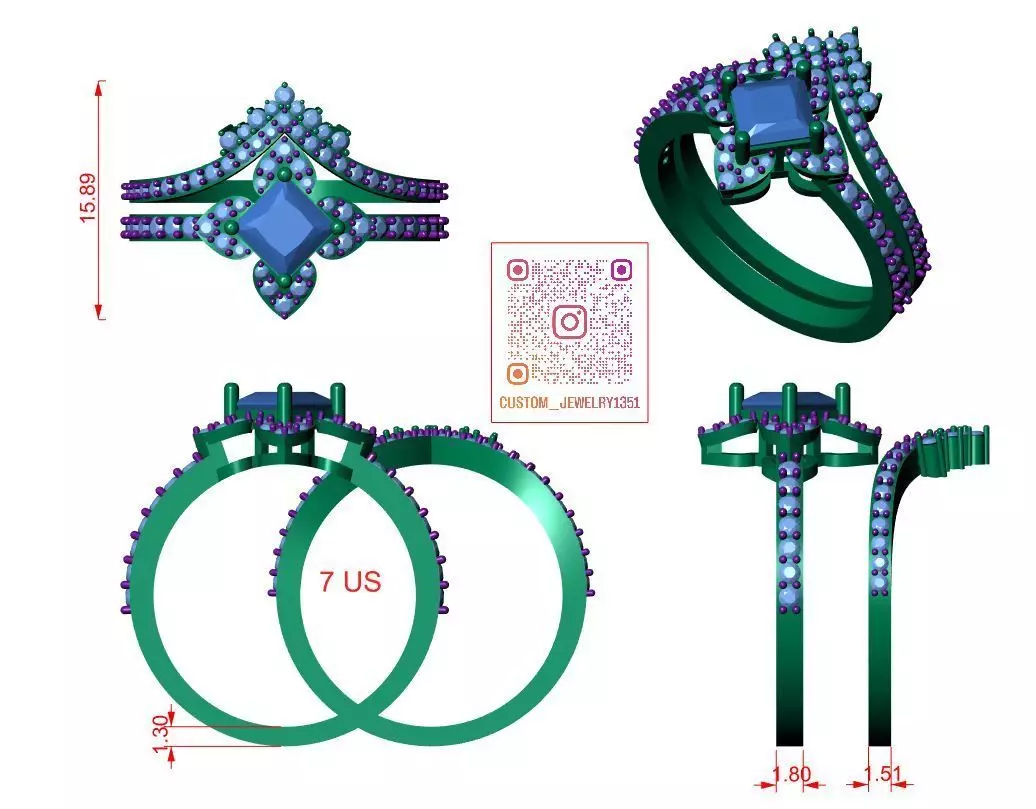 Solitaire ring 3D print model_13