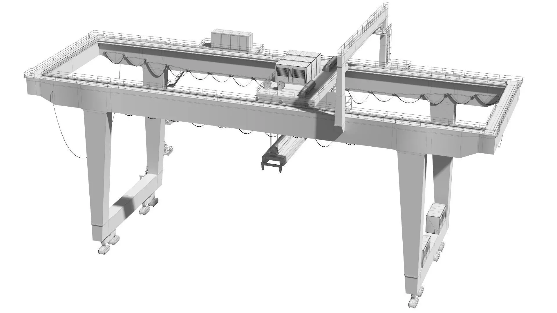 Harbor RTG Gantry crane 04 Low-poly 3D model_7