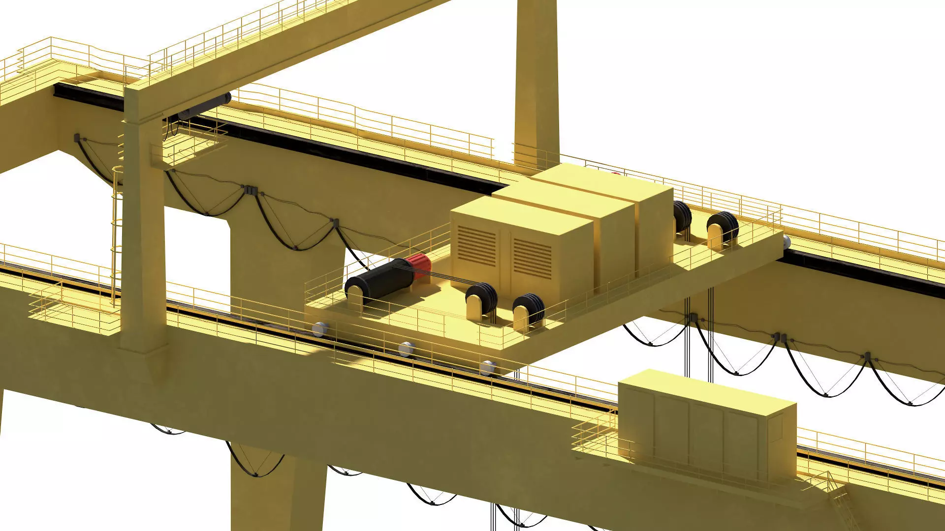Harbor RTG Gantry crane 04 Low-poly 3D model_9