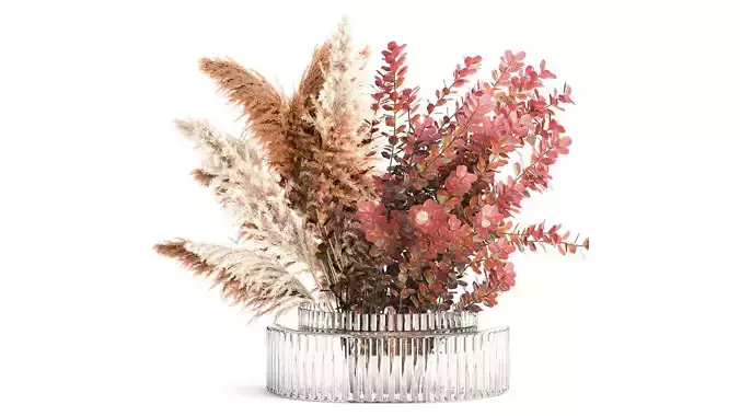 Bouquet Autumn Flowers Branches Barberry Pampas vase 630