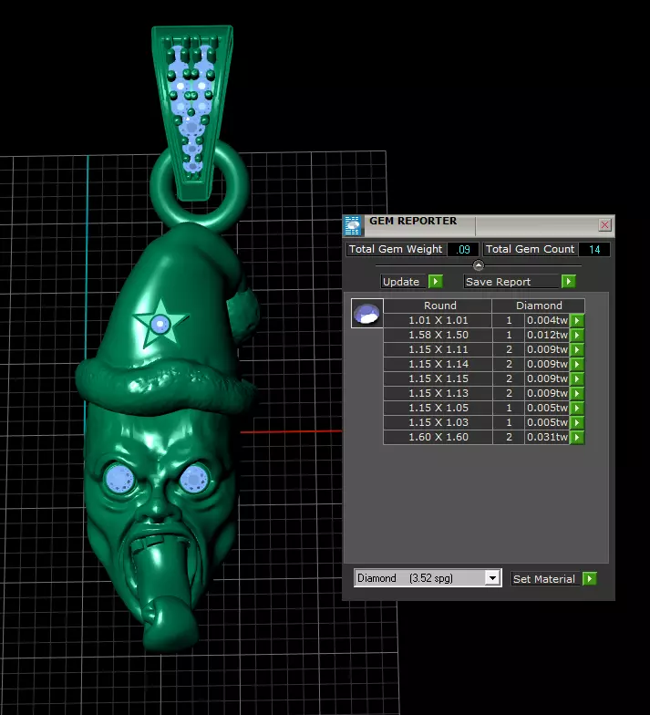 gold clown pendant 3d printable model  3D print model_6
