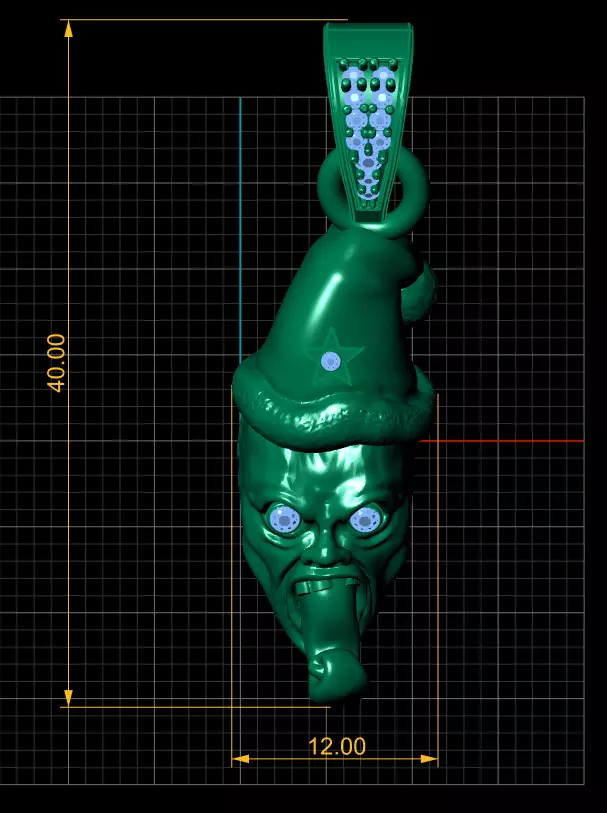 gold clown pendant 3d printable model  3D print model_4