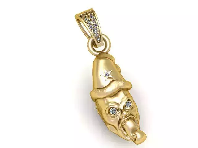 gold clown pendant 3d printable model 