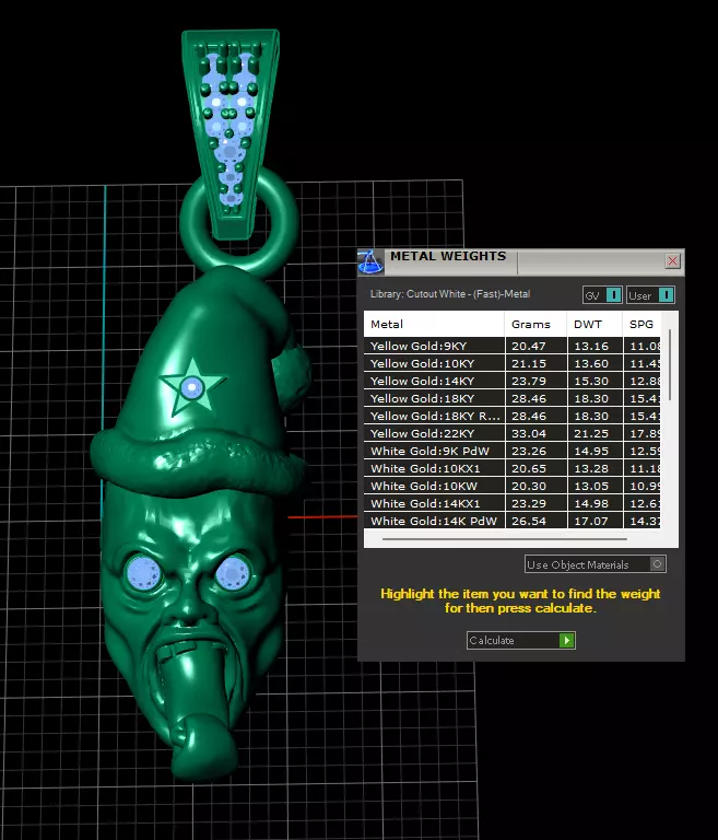 gold clown pendant 3d printable model  3D print model_7