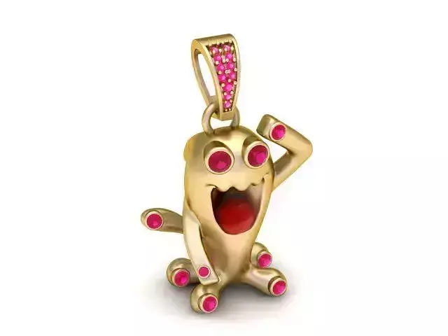 gold monster pendant 3d printable model 