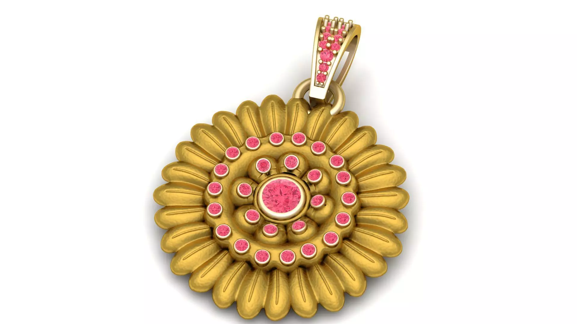 gold flower pendant 3d p-rintable model 3D print model_0