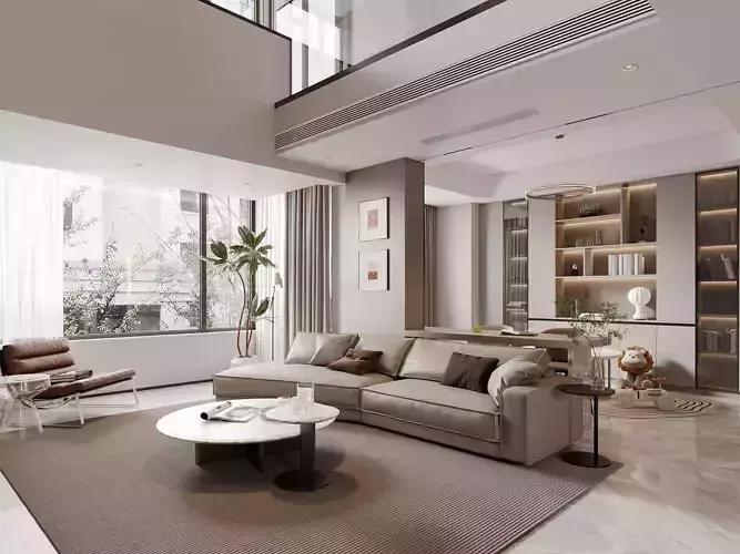 Modern living room dining room interior scenes 336