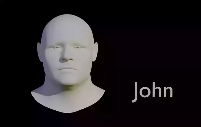 Realistic Male Head 3d for Rendering and Animation - John Low-poly 3D model