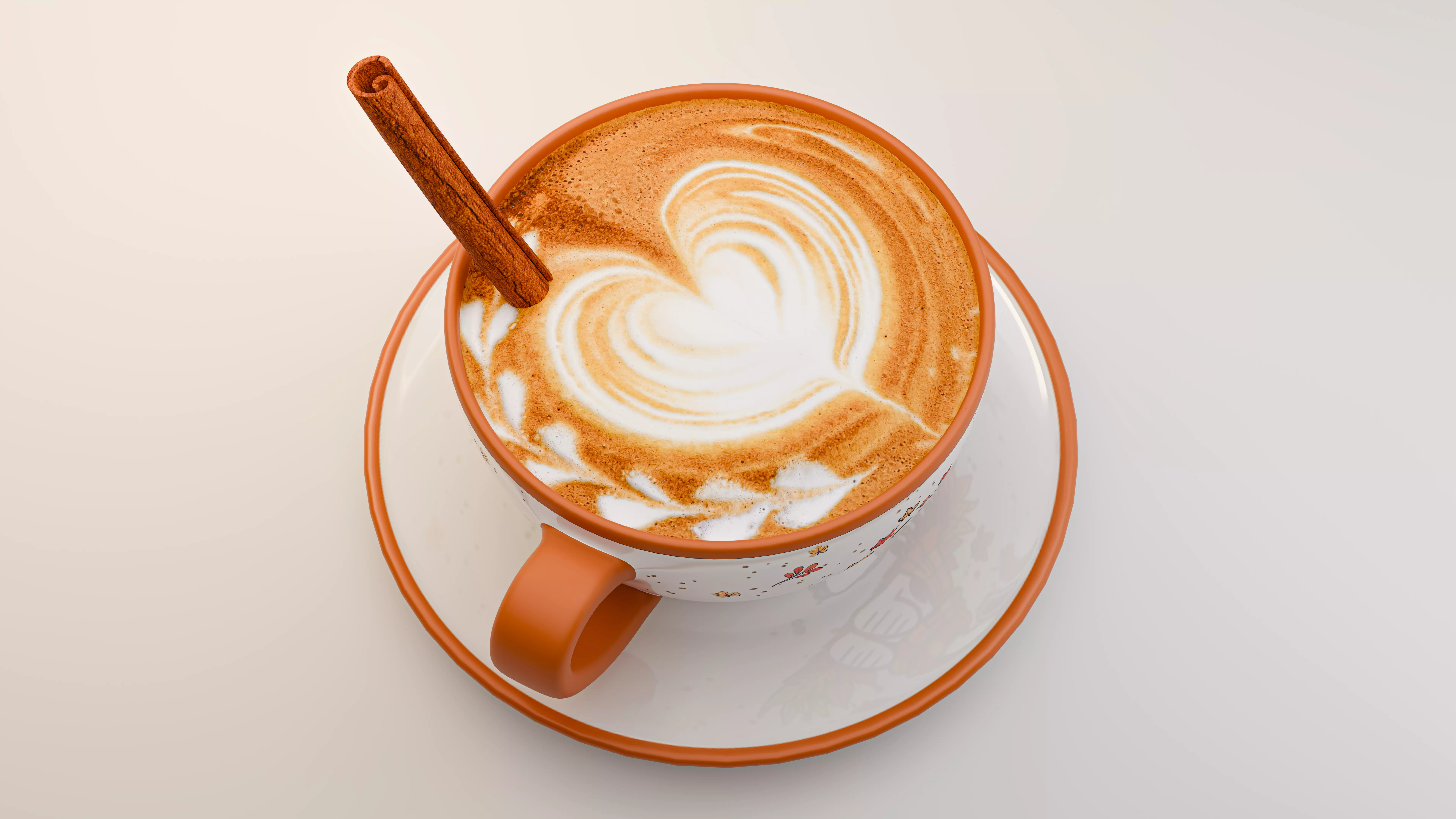 Autumn Coffee Mug and Saucer with Coffee and Cinnamon 3D model_6