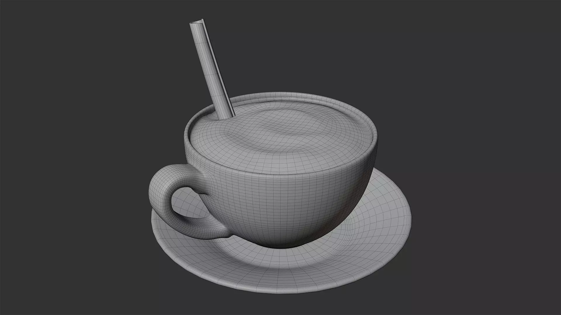 Autumn Coffee Mug and Saucer with Coffee and Cinnamon 3D model_7