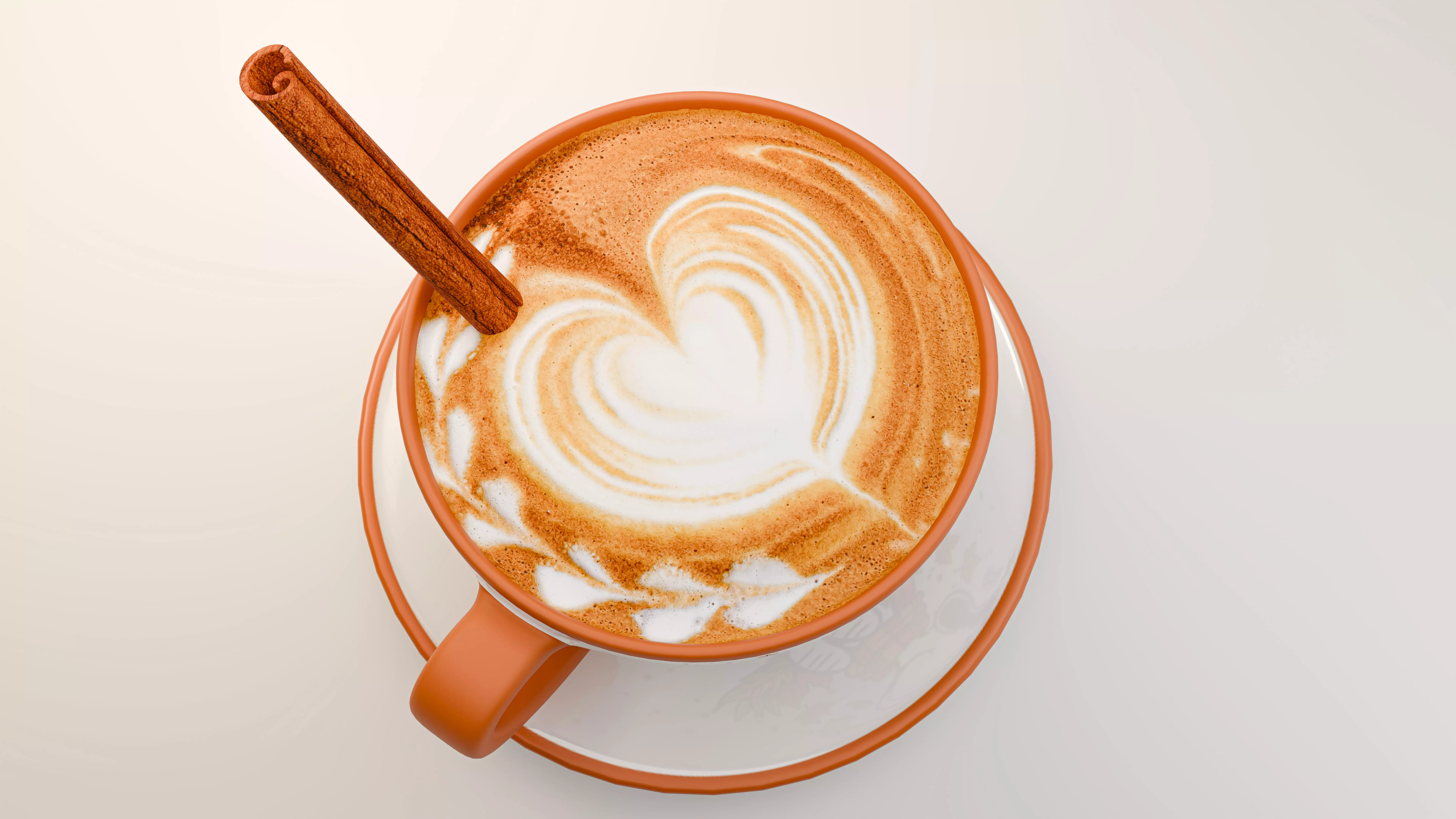 Autumn Coffee Mug and Saucer with Coffee and Cinnamon 3D model_1