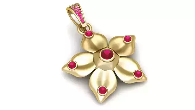 gold flower star pendant 3d printable model 