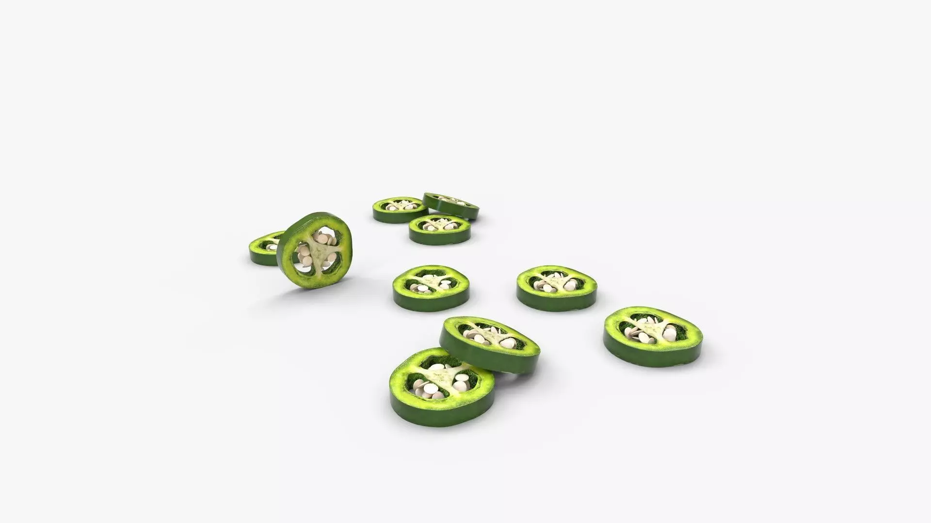 Green Jalapeno Slice 3D model_2