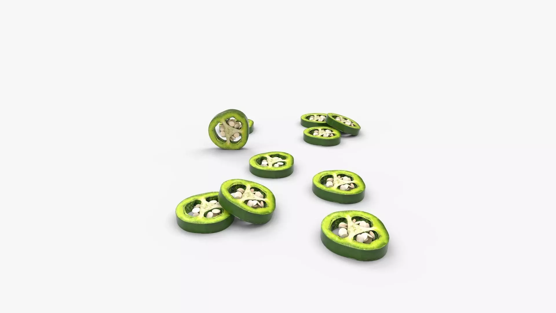 Green Jalapeno Slice 3D model_1