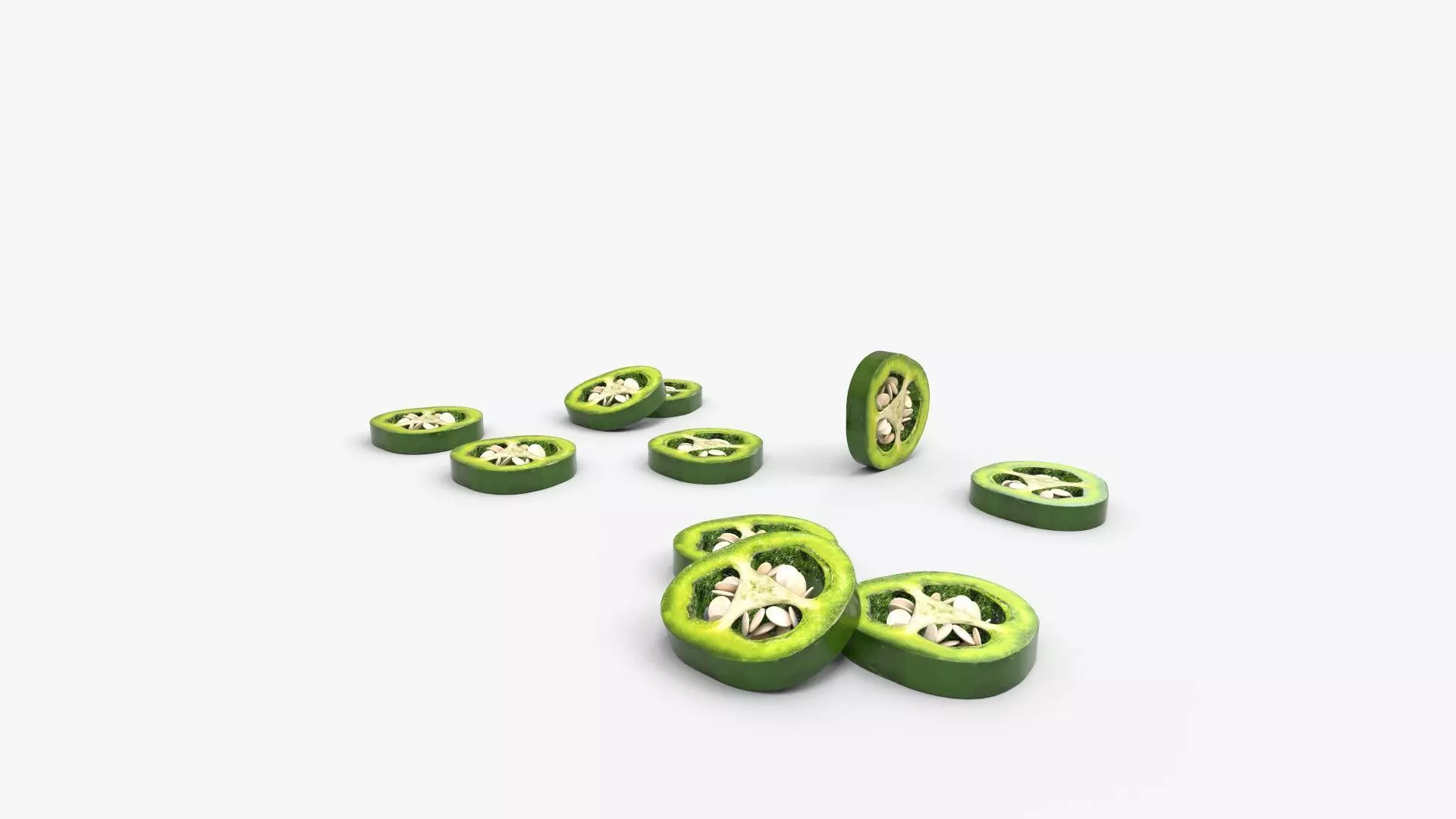 Green Jalapeno Slice 3D model_7