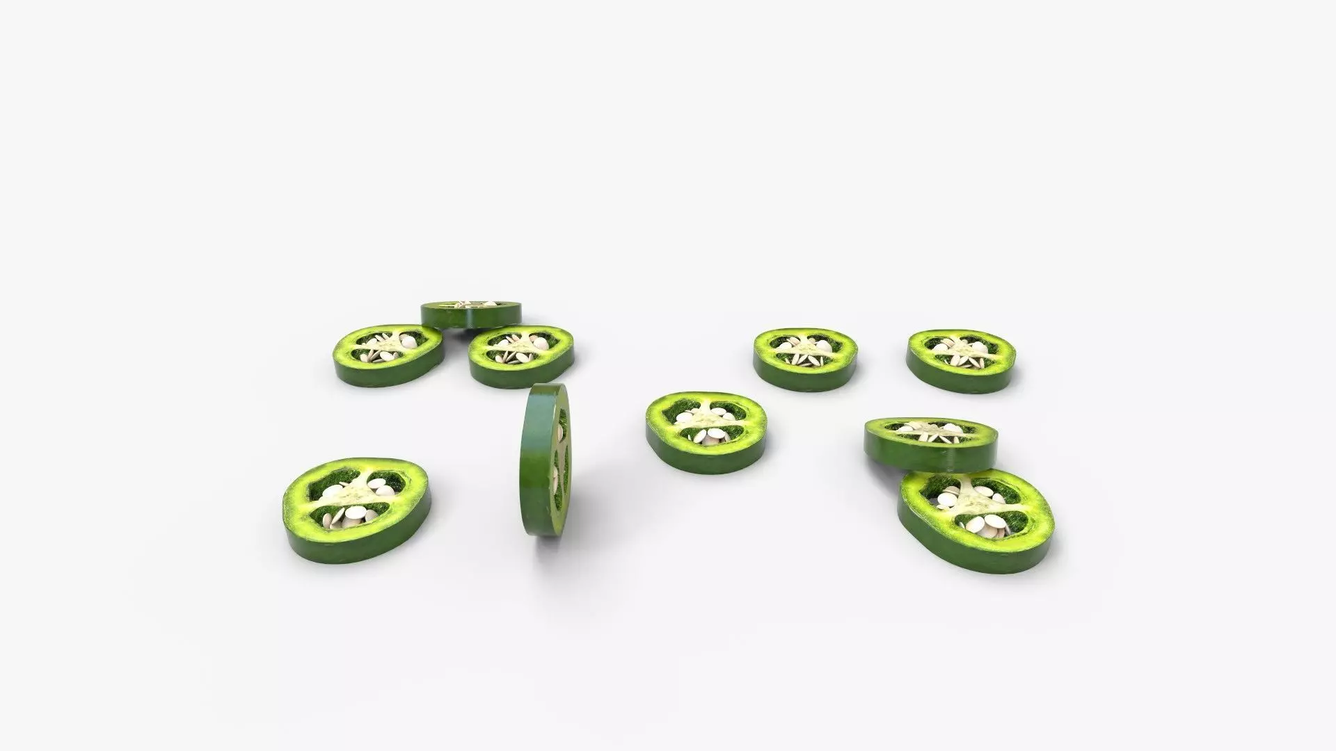 Green Jalapeno Slice 3D model_4