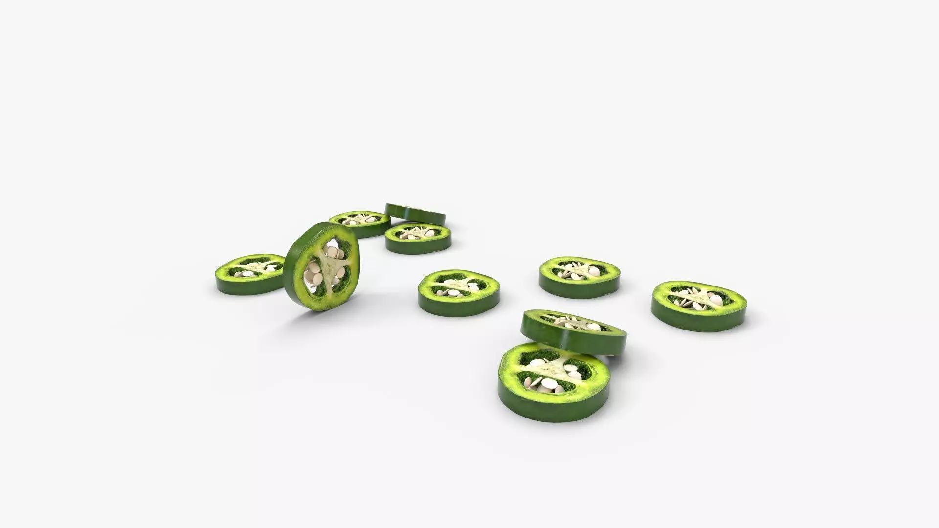 Green Jalapeno Slice 3D model_3