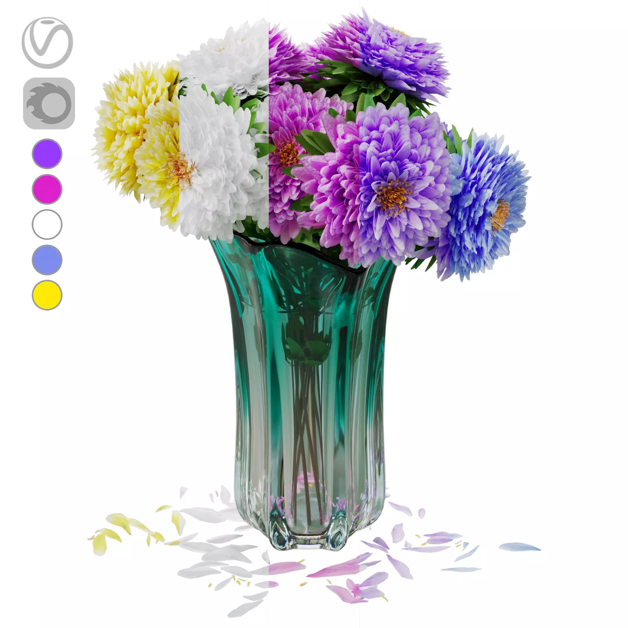 Bouquet of aster flowers 3D model_0