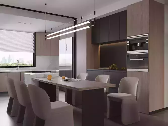 Modern living room dining room interior scenes 342 3D model