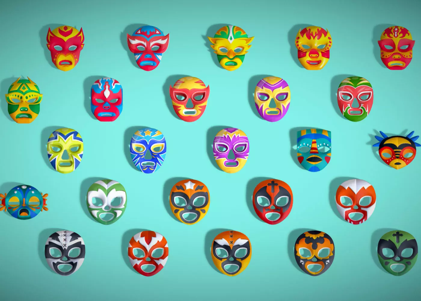 25 Kids Evil Mask Pack 1 - Cartoon - Stylized Costume Masks Set Low-poly 3D model