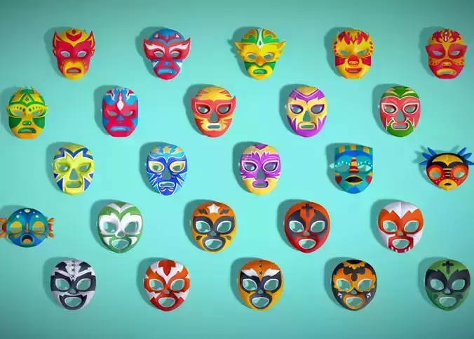 25 Kids Evil Mask Pack 1 - Cartoon - Stylized Costume Masks Set Low-poly 3D model