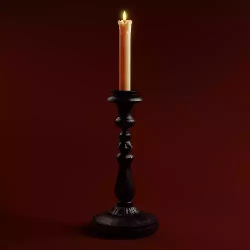 Wooden Candle Holder and Sculpted Candle
